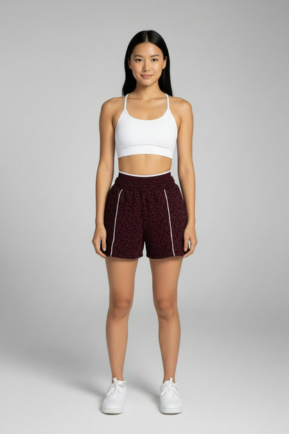 Women Leopard Print Three-Point Shorts High Elastic Slim Casual Short Pants Fashion Streetwear Daily Jogging Sports Workout Bott