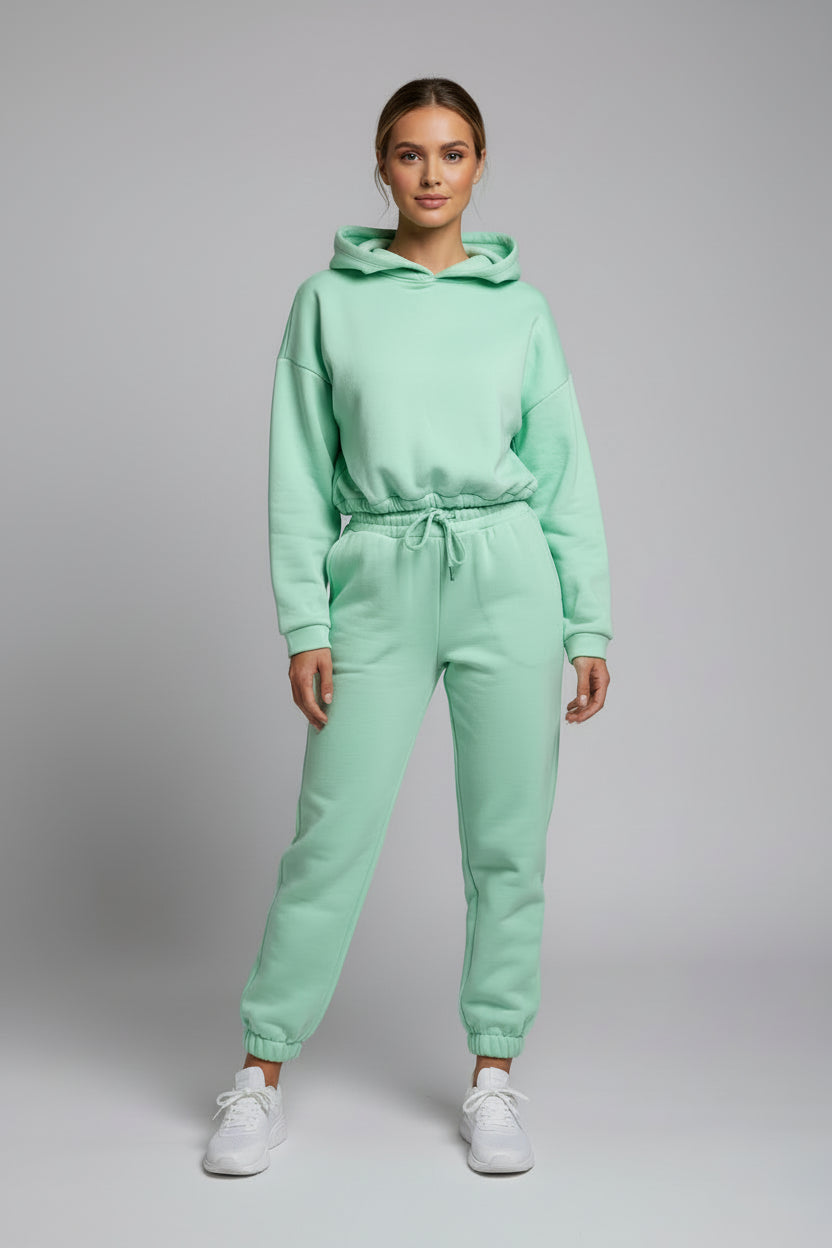 Winter Tracksuit Women Two Piece Set - Oversized Hoodie Sweatpants Solid Color Sportswear Suit |Casual Sweatshirt Trouser Set