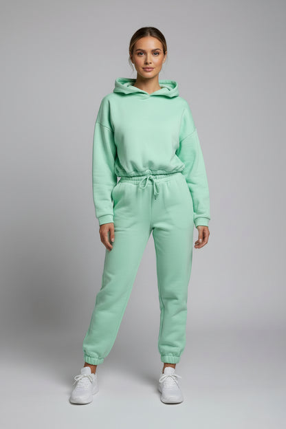 Winter Tracksuit Women Two Piece Set - Oversized Hoodie Sweatpants Solid Color Sportswear Suit |Casual Sweatshirt Trouser Set