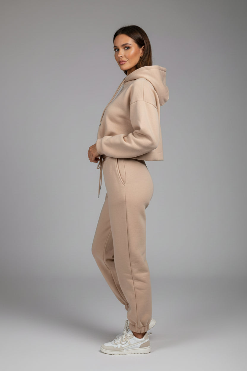 Winter Tracksuit Women Two Piece Set - Oversized Hoodie Sweatpants Solid Color Sportswear Suit |Casual Sweatshirt Trouser Set