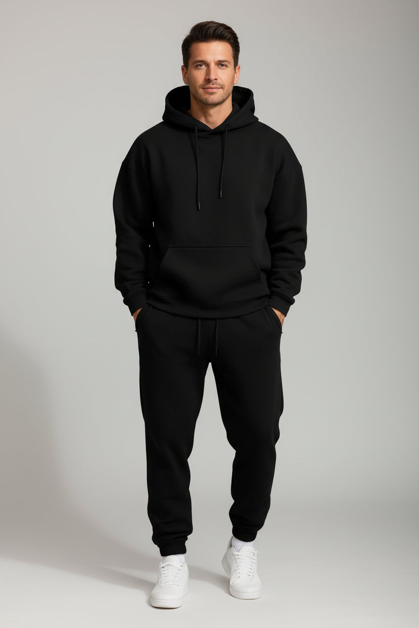 Man'S Hoodie Set Winter Solid Color Two Pices Sets Long-Length Street Clothes Casual Sports Sweatpant Hoody Unisex Fashion Suit