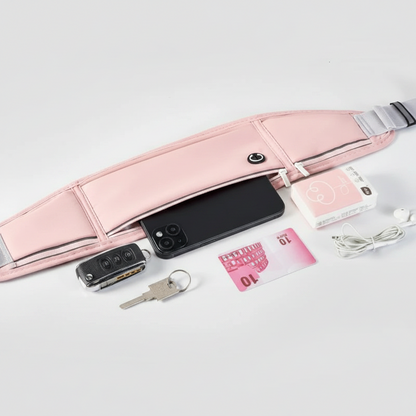 Wasserdichte Lauftasche für Damen & Herren – Sport-Bauchtasche mit 3 Taschen und Reflektorstreifen