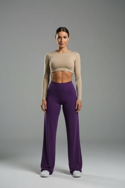 Gym Workout Wide Leg Leggings Women High Waist Tummy Control Loose Yoga Pants Woman Gray Hip Lifting Straight Sports Trousers