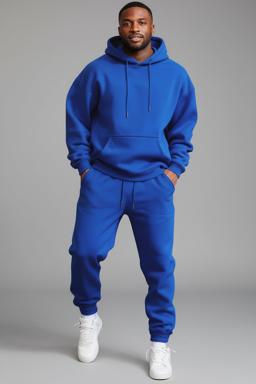 Man'S Hoodie Set Winter Solid Color Two Pices Sets Long-Length Street Clothes Casual Sports Sweatpant Hoody Unisex Fashion Suit