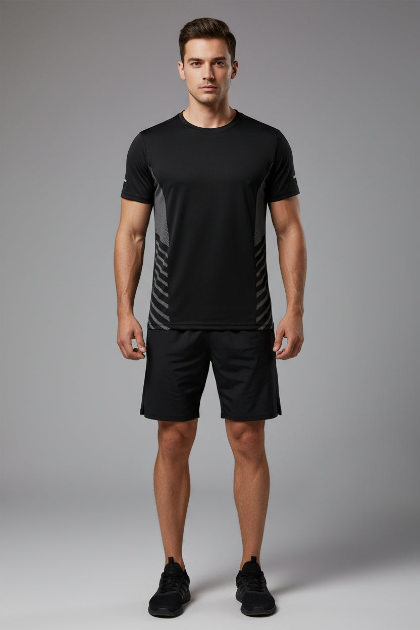 Running T-Shirt Men Summer Ice Silk Thin Top Reflective Printing Quick Dry Short Sleeve Breathable Fitness Sports T-Shirt 5XL