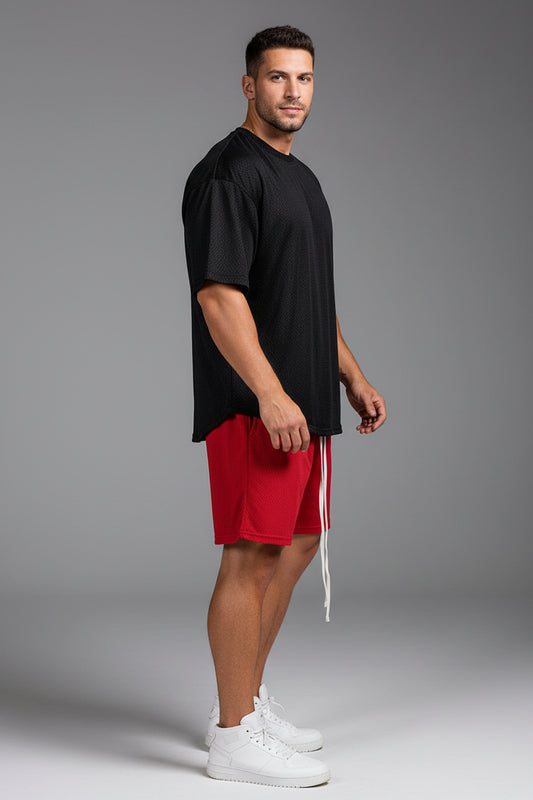 Men'S Quick Drying Running Sets Mesh Breathable Hiking Half Sleeve T-Shirts + Basketball Shorts Gym Fitness Suits Sportswear