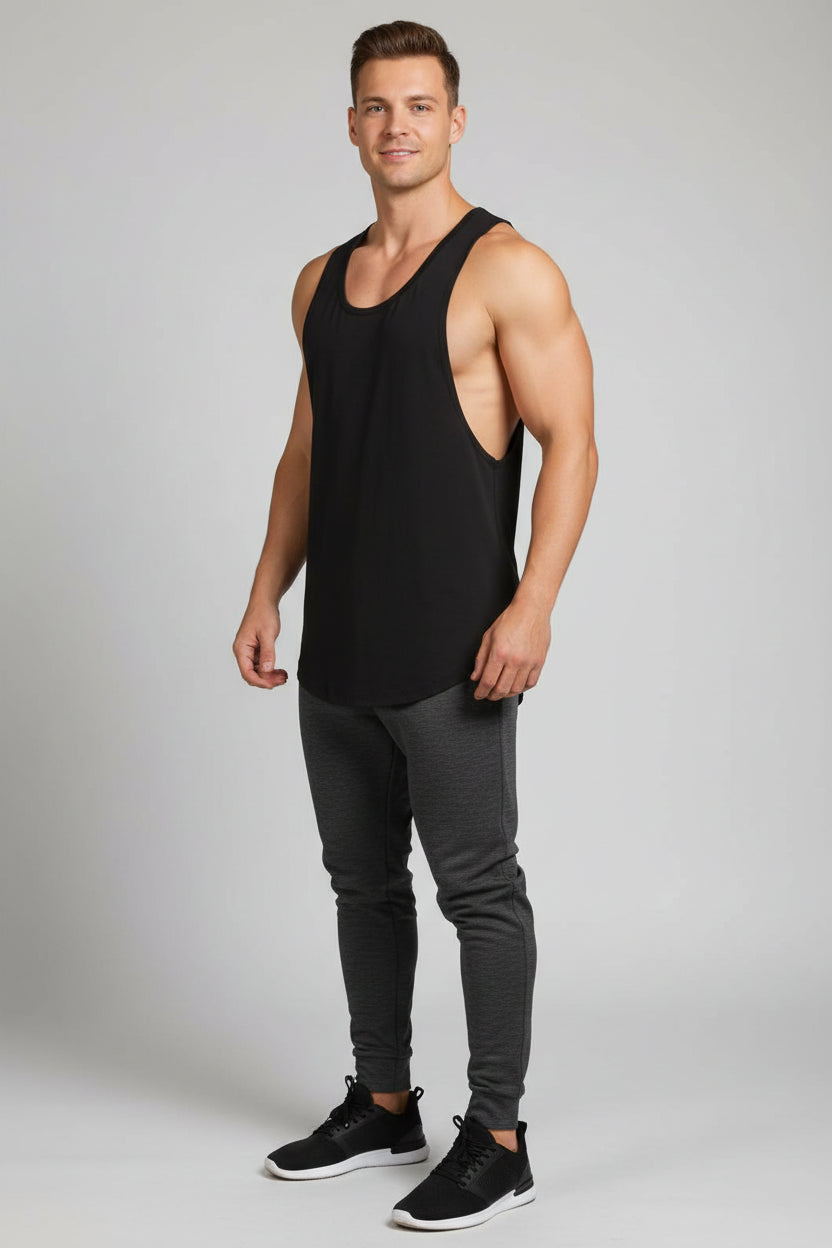Cotton Breathable Sleeveless T-Shirt Gym Fitness Bodybuilding Training Clothing Mens Running Sport Solid Color Muscle Tank Tops