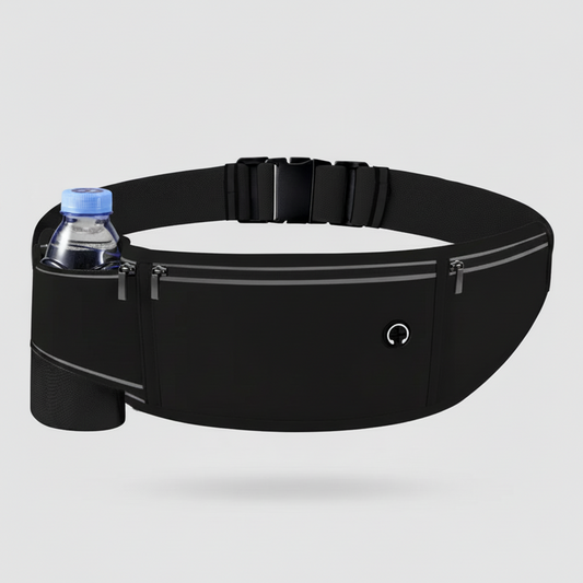 Wasserdichte Lauftasche für Damen & Herren – Sport-Bauchtasche mit 3 Taschen und Reflektorstreifen