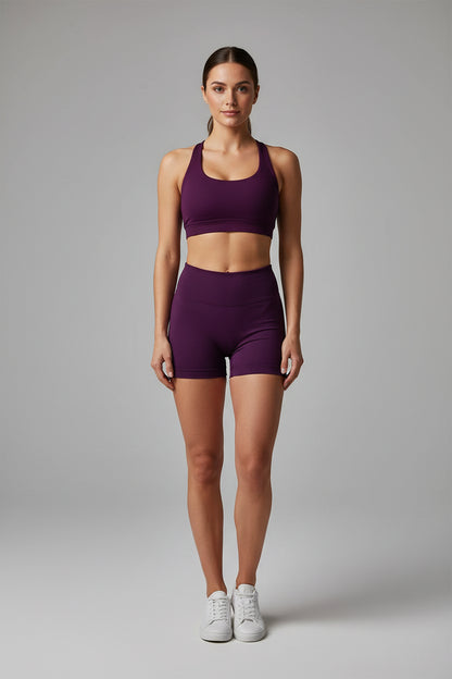 Sexy Halter Neck Beautiful Back High Waist Peach Sports Bras Shorts Suit Pilates Gathering Yoga Vest Training Fitness Bra Sets