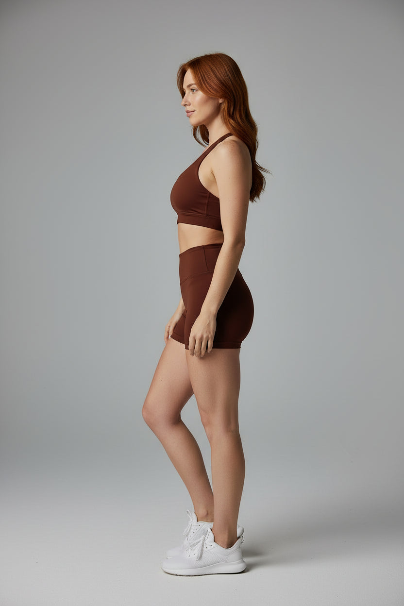 Sexy Halter Neck Beautiful Back High Waist Peach Sports Bras Shorts Suit Pilates Gathering Yoga Vest Training Fitness Bra Sets