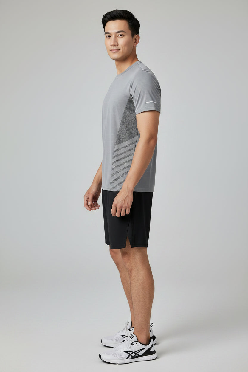 Running T-Shirt Men Summer Ice Silk Thin Top Reflective Printing Quick Dry Short Sleeve Breathable Fitness Sports T-Shirt 5XL