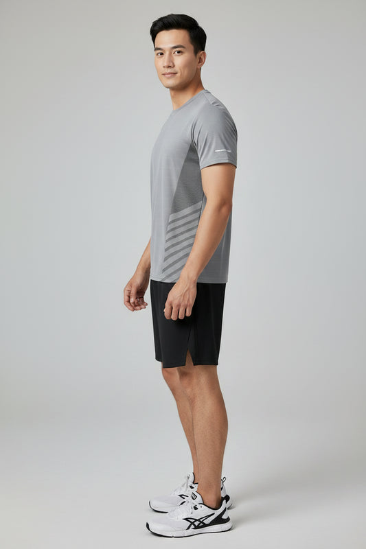 Running T-Shirt Men Summer Ice Silk Thin Top Reflective Printing Quick Dry Short Sleeve Breathable Fitness Sports T-Shirt 5XL